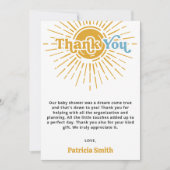 Hier komt de zoon retro boy baby shower bedankkaart (Voorkant)