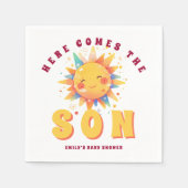 Hier komt de zoon Retro Boy Baby shower Servet (Voorkant)