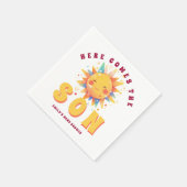 Hier komt de zoon Retro Boy Baby shower Servet (Hoek)