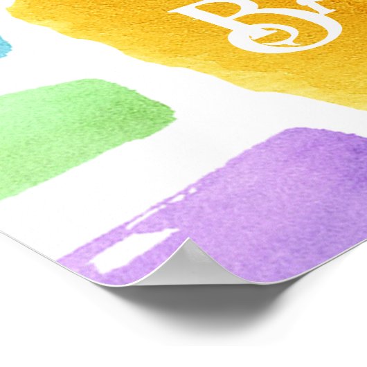 Hier komt de zoon Retro Boys Baby shower welkom Poster (Hoek)