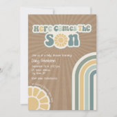Hier komt de zoon Retro Hippie Boy Baby shower Kaart (Voorkant)