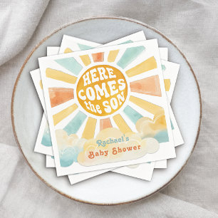 Hier Komt de Zoon Retro Zonneschijn Baby Shower Servet