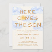 Hier komt de zoon Schattige Baby shower Kaart (Voorkant)