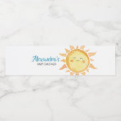 Hier komt de Zoon Schattige Zon Baby shower Waterfles Etiket (Enkel label)