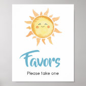 Hier komt de zoon Schattigee zon Baby shower gunst Poster (Voorkant)