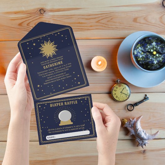 Hier komt de zoon | Sun Tarot Baby shower All In One Uitnodiging