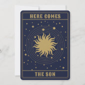 Hier komt de zoon | Sun Tarot Baby shower Bedankkaart (Voorkant)