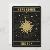 Hier komt de zoon | Sun Tarot Baby shower Bedankkaart (Voorkant)