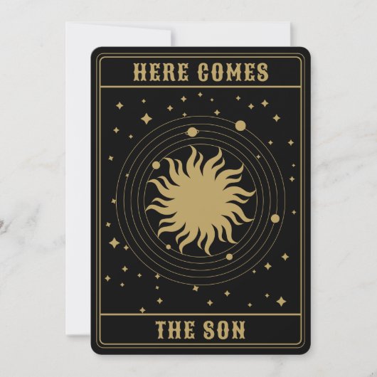 Hier komt de zoon | Sun Tarot Baby shower Bedankkaart (Voorkant)