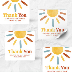 Hier komt de Zoon Sunshine Baby Shower Vierkante Sticker