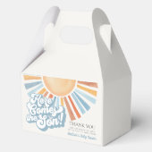 Hier komt de zoon Sunshine Boy Baby shower gunst Bedankdoosjes (Voorkant)
