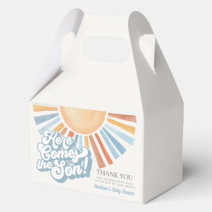 Hier komt de zoon Sunshine Boy Baby shower gunst Bedankdoosjes