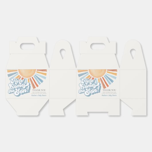 Hier komt de zoon Sunshine Boy Baby shower gunst Bedankdoosjes (Ongevouwen)
