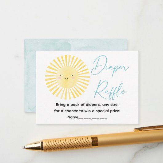 Hier komt de zoon Sunshine Luier Raffle Informatiekaartje (Voorkant / Achterkant in situ)