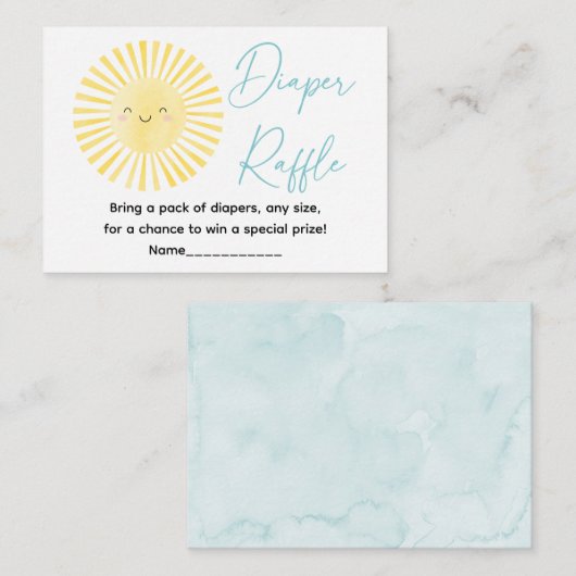 Hier komt de zoon Sunshine Luier Raffle Informatiekaartje (Voorkant / Achterkant)