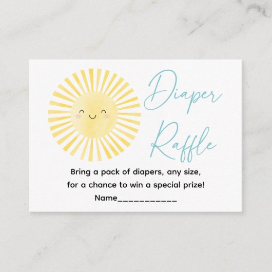 Hier komt de zoon Sunshine Luier Raffle Informatiekaartje (Voorkant)