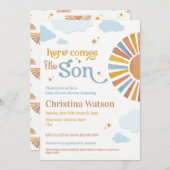 Hier komt de zoon - Uitnodiging voor baby shower (Voorkant / Achterkant)