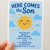 "Hier komt de zoon" Verticale Uitnodiging Kaart