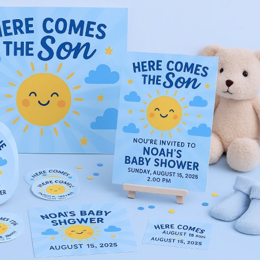 "Hier komt de zoon" Verticale Uitnodiging Kaart