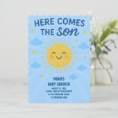 "Hier komt de zoon" Verticale Uitnodiging Kaart (Staand voorkant)