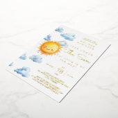 Hier komt de zoon Waterverf Baby Boy Shower Folie Uitnodiging (Gedraaid)