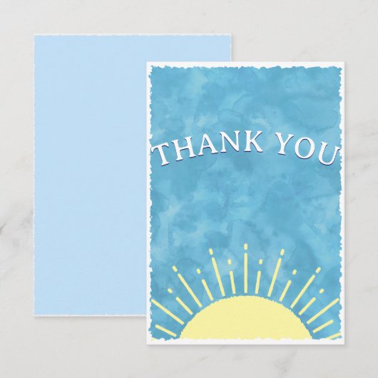 Hier komt de zoon Waterverf Baby shower gewoonte Bedankkaart (Voorkant / Achterkant)