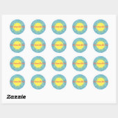 Hier komt de zoon Waterverf Baby shower gewoonte Ronde Sticker (Vel)