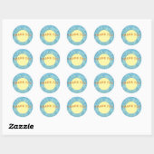 Hier komt de zoon Waterverf Baby shower gewoonte Ronde Sticker (Vel)