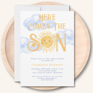 Hier Komt De Zoon Zon Wolken Baby Borrel Kaart