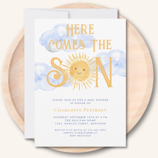 Hier Komt De Zoon Zon Wolken Baby Borrel Kaart