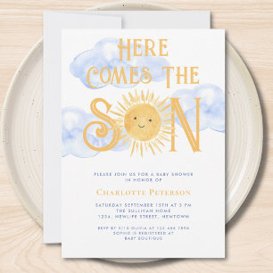 Hier Komt De Zoon Zon Wolken Baby Shower Kaart