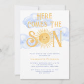Hier Komt De Zoon Zon Wolken Baby Shower Kaart (Voorkant)