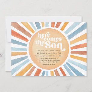 Hier Komt De Zoon Zonnebaby Shower Uitnodiging