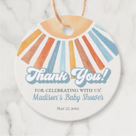 Hier komt de zoon zonneschijn Baby shower gunst ta Bedankjes Labels