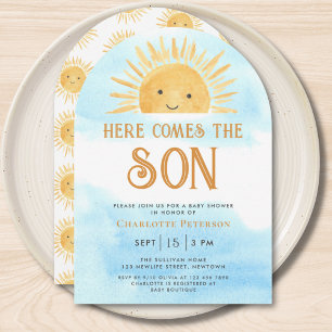 Hier Komt De Zoon Zonneschijn Baby Shower Kaart