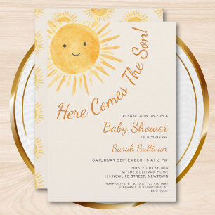 Hier Komt De Zoon Zonneschijn Baby Shower Kaart