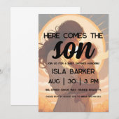 Hier komt de zoon zonneschijn baby shower uitnodig kaart (Voorkant / Achterkant)