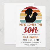 Hier komt de zoon zonneschijn baby shower uitnodig kaart (Voorkant / Achterkant)