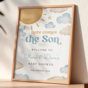 Hier Komt de Zoon Zonneschijn Baby Shower Welkom Poster