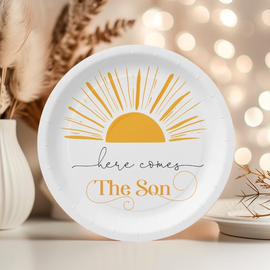 Hier komt de zoontverjaardag papieren bordje