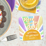 Hier komt die! Retro Boho Sun 1e verjaardag Kartonnen Onderzetters<br><div class="desc">Vier in stijl met deze trendy 1e verjaardagsfeestje papieren onderzetters. Dit ontwerp is gemakkelijk te personaliseren met uw speciale evenementenformulering en uw gasten zullen blij zijn wanneer ze deze geweldige onderzetters zien. Overeenkomende objecten vindt u in de collectie.</div>