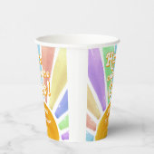 Hier komt die! Retro Boho Sun 1e verjaardag Papieren Bekers (Rechts)