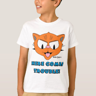 "HIER KOMT EEN PROBLEEM!" Cartoon Cat Funny Kinder T-shirt