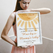 Hier komt een zonneblind Baby shower die raad hoe  Poster