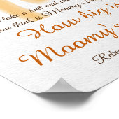 Hier komt een zonneblind Baby shower die raad hoe  Poster (Hoek)