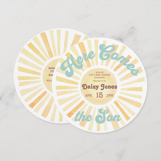 Hier komt het Baby shower Invitati van de Son Groo Kaart (Voorkant / Achterkant)