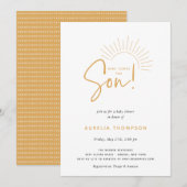 Hier komt het Baby shower Son Boho Sun Kaart (Voorkant / Achterkant)