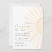 Hier komt het Baby shower Son Boho Sun Kaart (Voorkant)