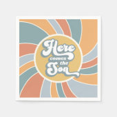 Hier komt het Baby shower Son Groovy Retro Sun Servet (Voorkant)