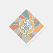 Hier komt het Baby shower Son Groovy Retro Sun Servet (Hoek)